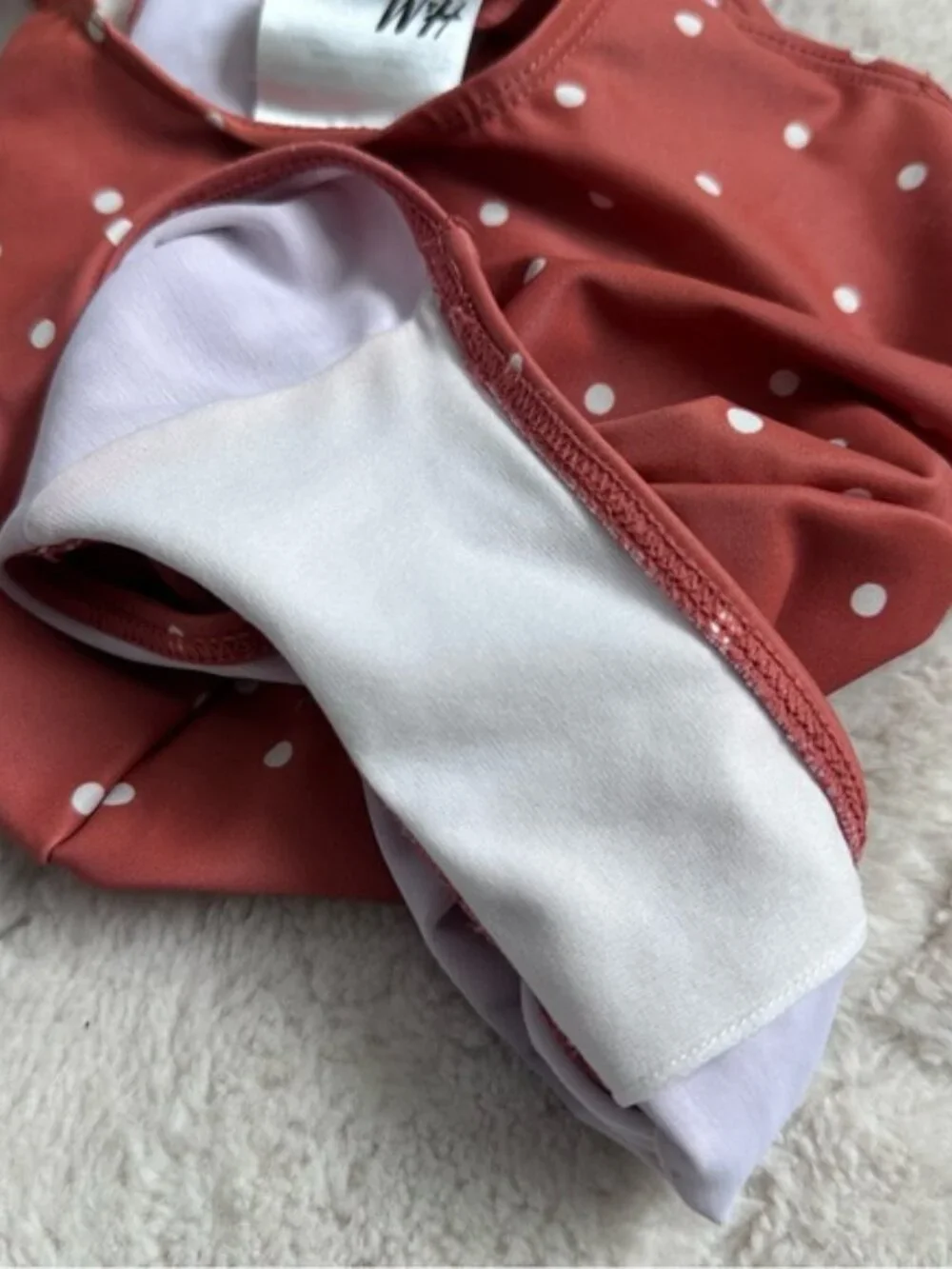 H&M | Brick Red Dot Flounce Detail Swimsuit | Size 18 Months/2T